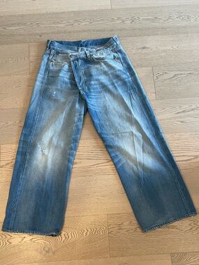 R13 Women's Wide-Leg Cross Over  Jeans in Delancey